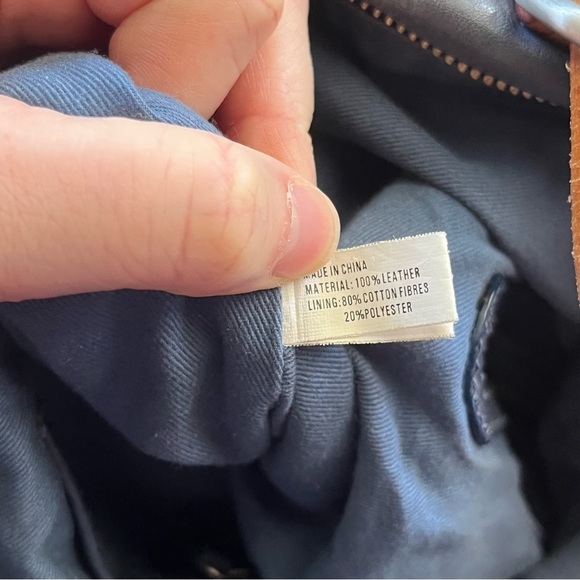 Christopher Kon Womens Bag Blue Leather Tan Brown Straps Slouchy - Picture 10 of 10